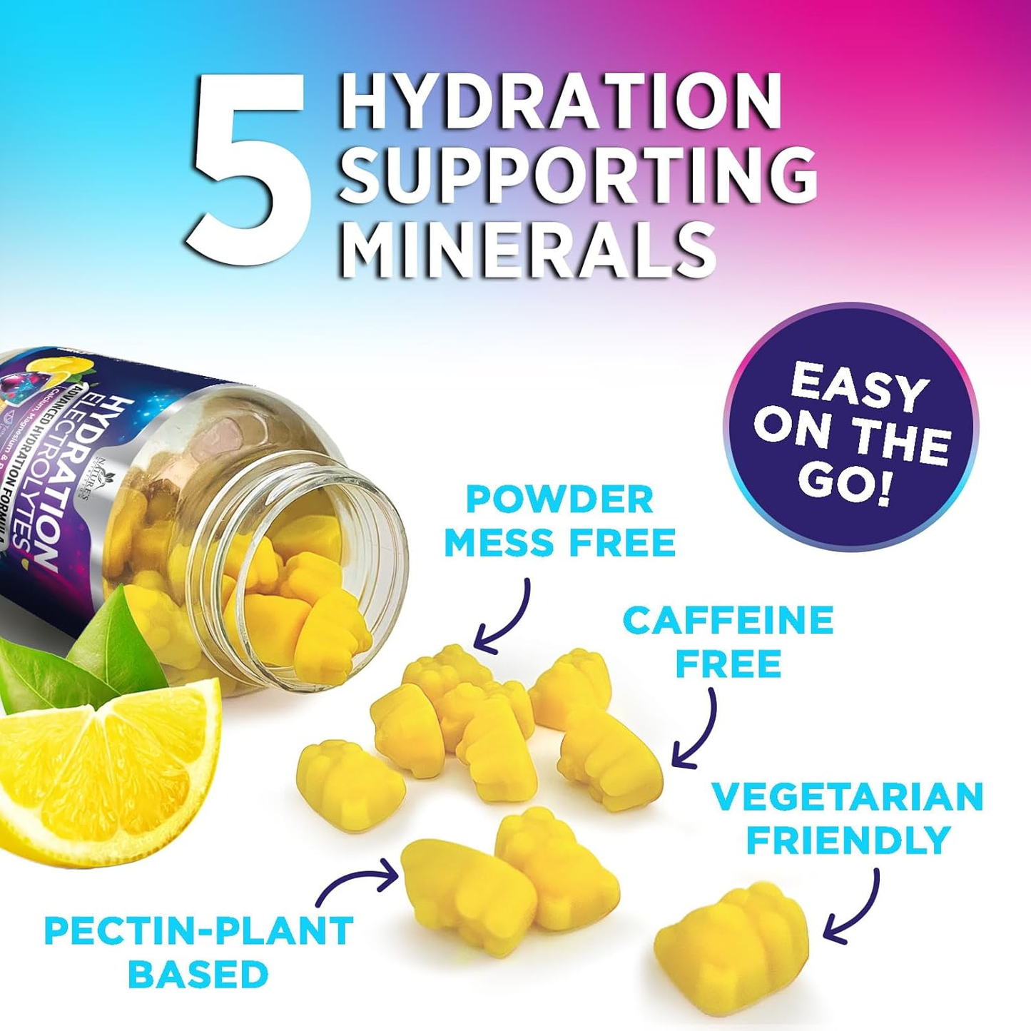 AMOURA Hydration Electrolyte Gummies – Lemon Flavor | Daily Electrolyte Replenishment