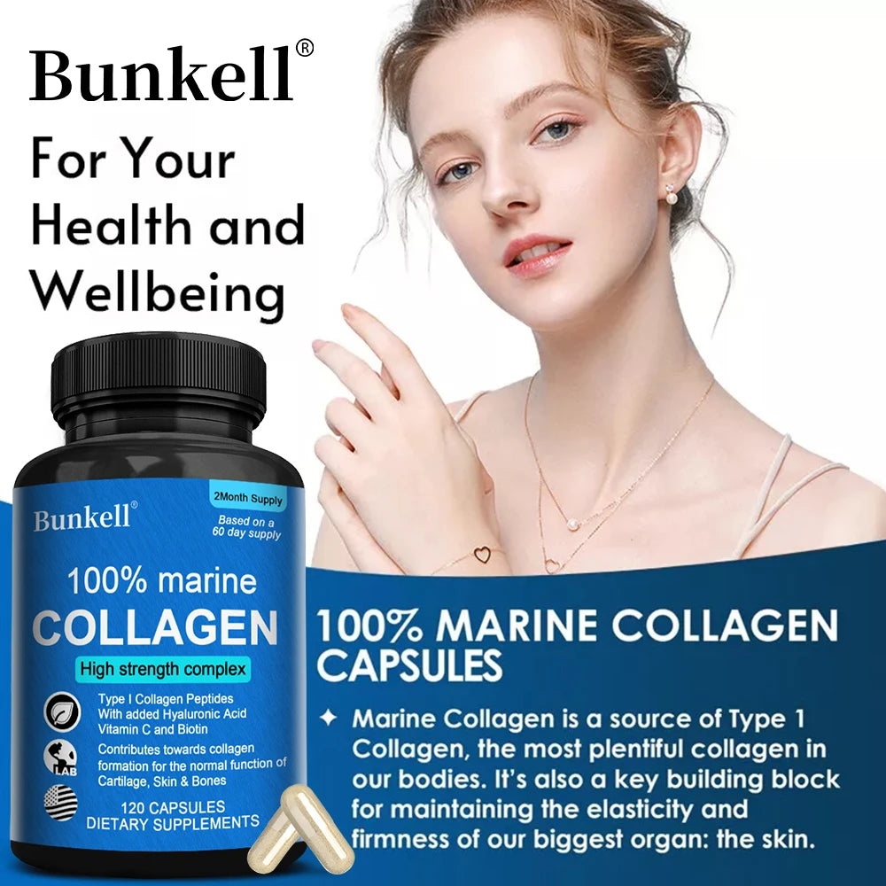 AMOURA Marine Collagen Beauty Capsules | Biotin + Hyaluronic Acid + Hair, Skin & Nail Support