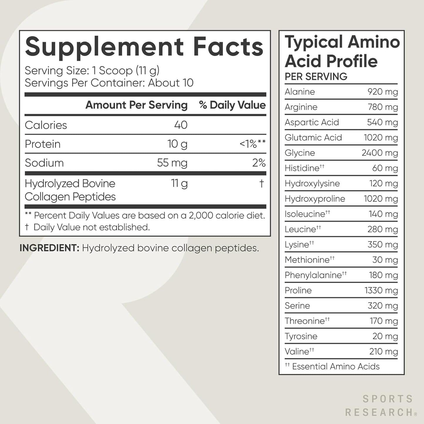 Sports Research Collagen Peptides Powder | Unflavored Daily Beauty & Wellness Support