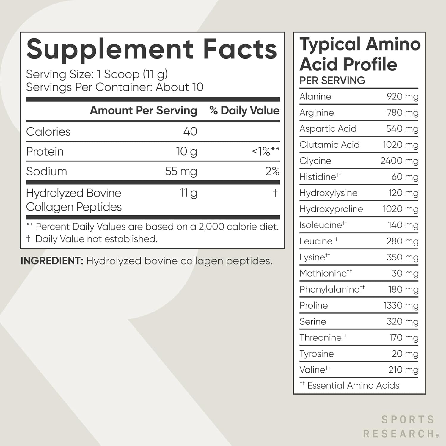 Sports Research Collagen Peptides Powder | Unflavored Daily Beauty & Wellness Support