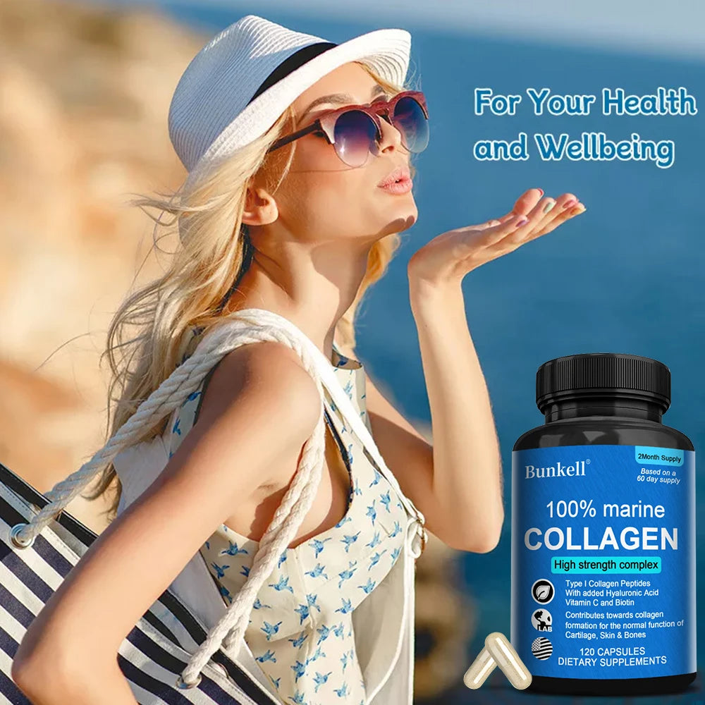 AMOURA Marine Collagen Beauty Capsules | Biotin + Hyaluronic Acid + Hair, Skin & Nail Support