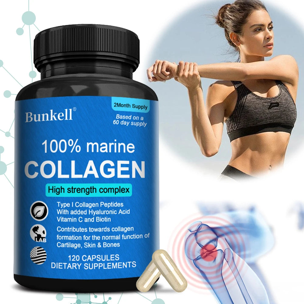 AMOURA Marine Collagen Beauty Capsules | Biotin + Hyaluronic Acid + Hair, Skin & Nail Support