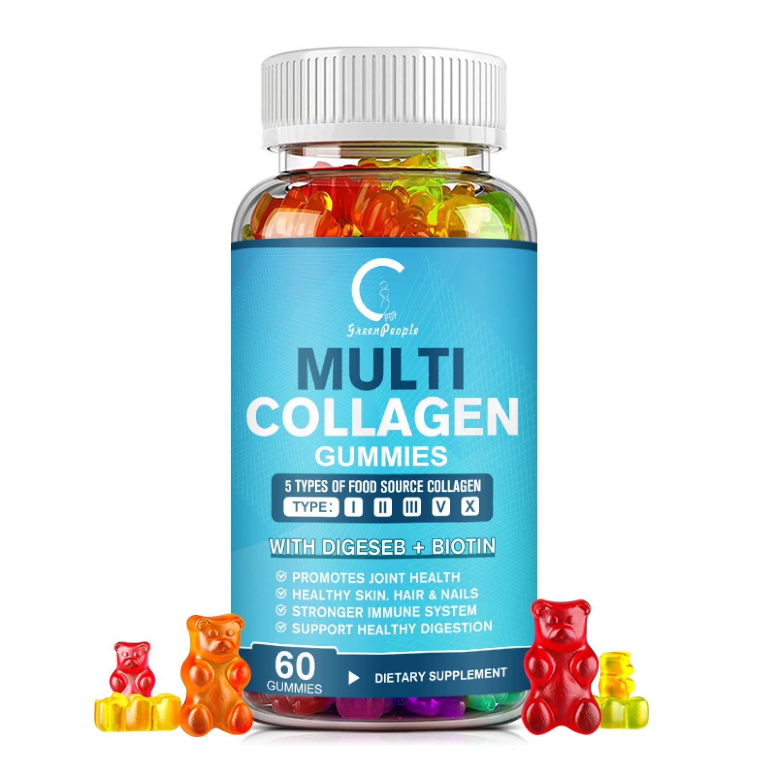 AMOURA Multi Collagen Beauty Gummies | 5 Types of Collagen + Hair, Skin & Nail Support