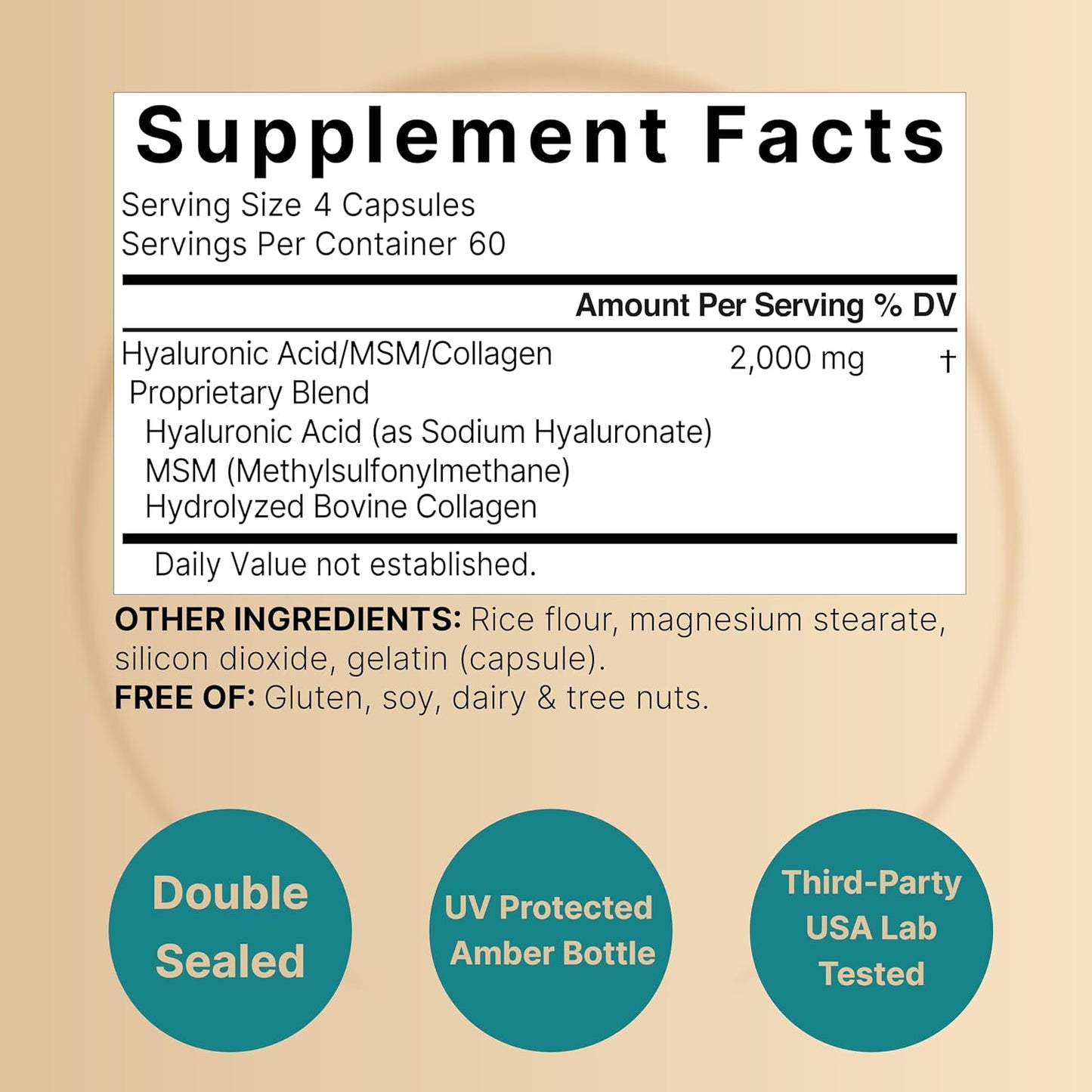 NatureBell Hyaluronic Acid 2,000mg + Collagen & MSM | Advanced Beauty & Joint Support