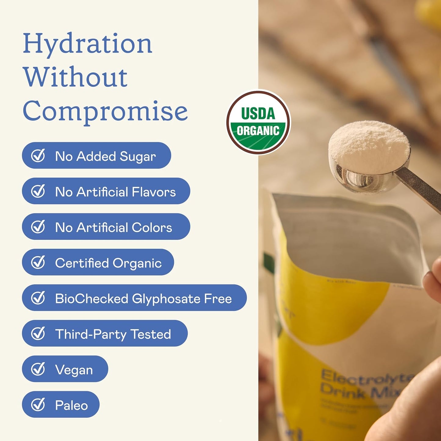 AMOURA Organic Hydration Electrolyte Drink Mix – Lemonade | Clean Daily Hydration Support