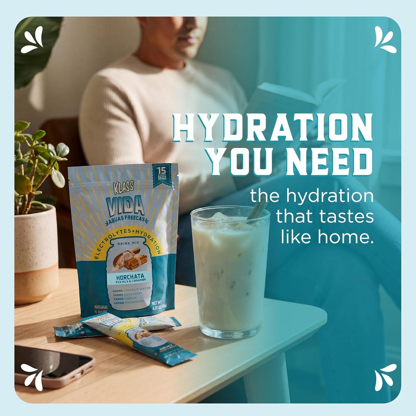 AMOURA VIDA Hydration Electrolyte Packets – Horchata Agua Fresca | Coconut Water & Mineral Hydration