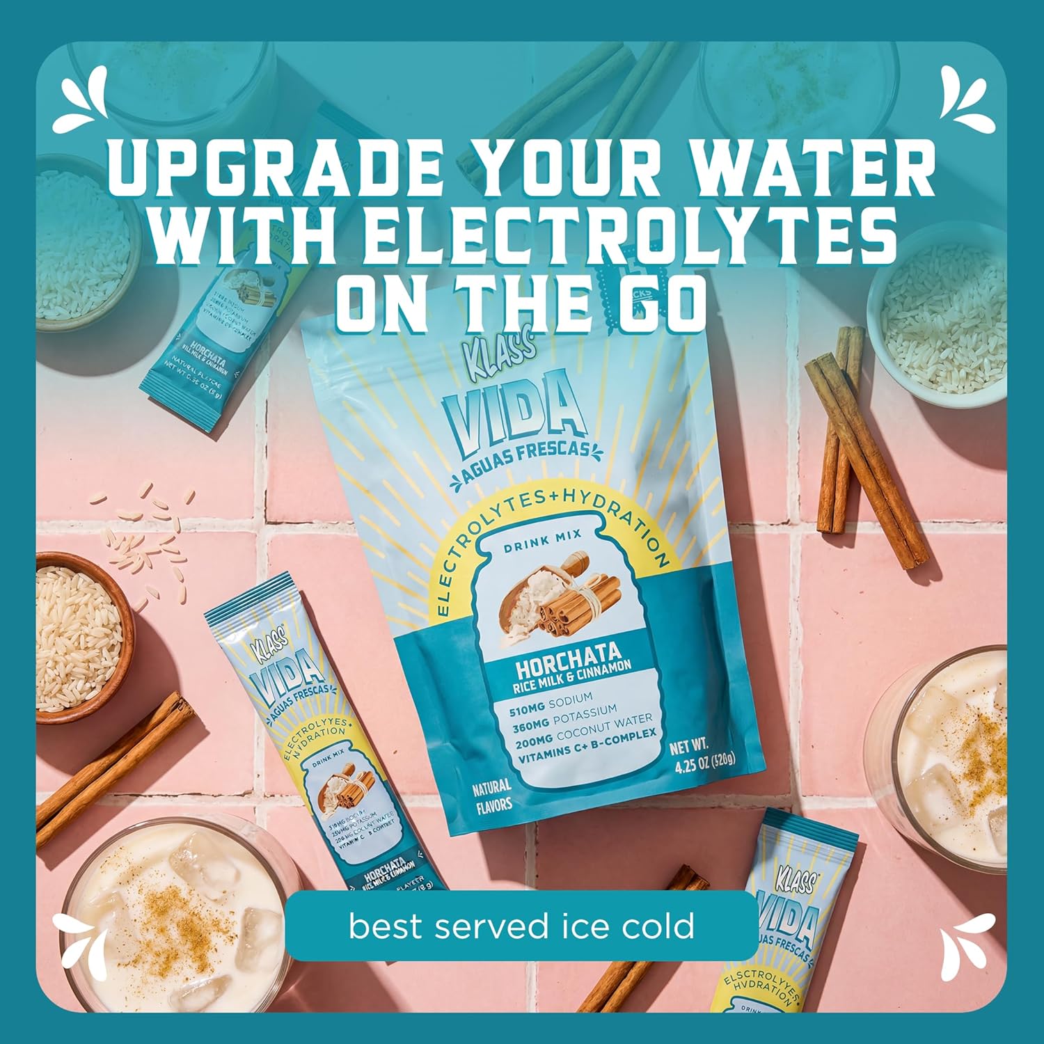AMOURA VIDA Hydration Electrolyte Packets – Horchata Agua Fresca | Coconut Water & Mineral Hydration