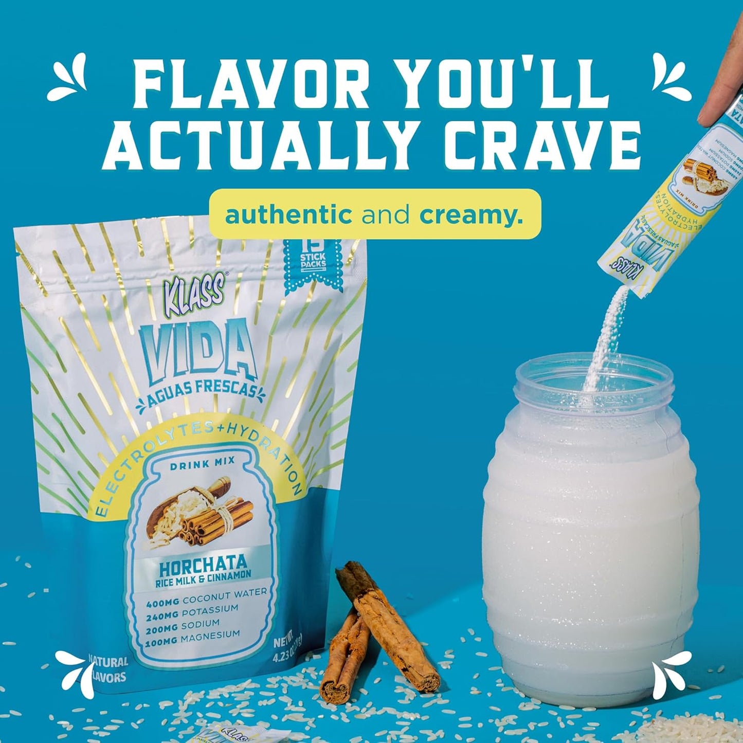 AMOURA VIDA Hydration Electrolyte Packets – Horchata Agua Fresca | Coconut Water & Mineral Hydration