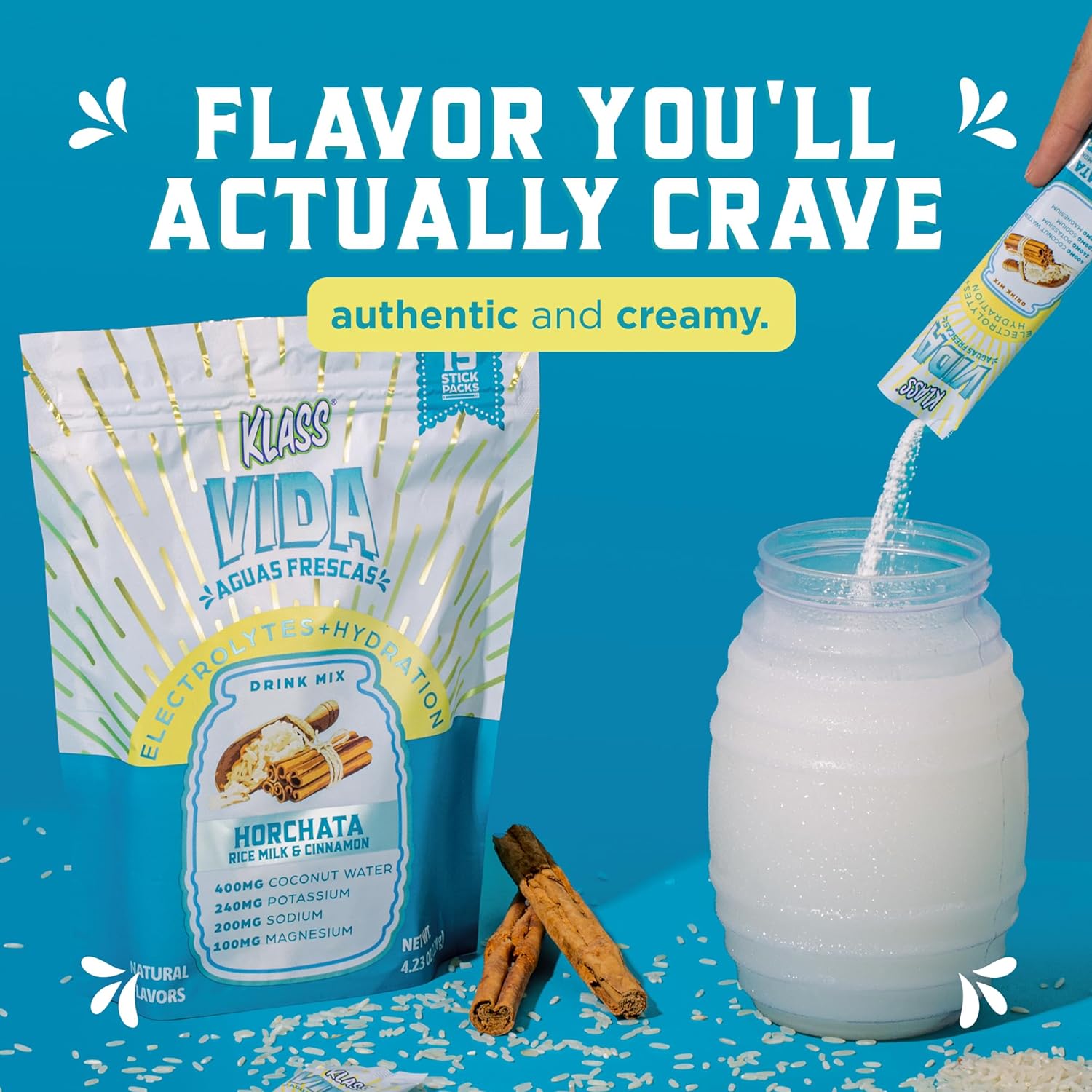 AMOURA VIDA Hydration Electrolyte Packets – Horchata Agua Fresca | Coconut Water & Mineral Hydration