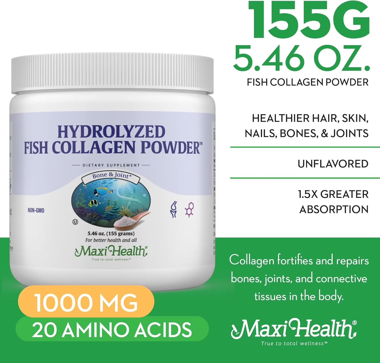 AMOURA Pure Marine Collagen Powder | Hydrolyzed Fish Collagen Peptides