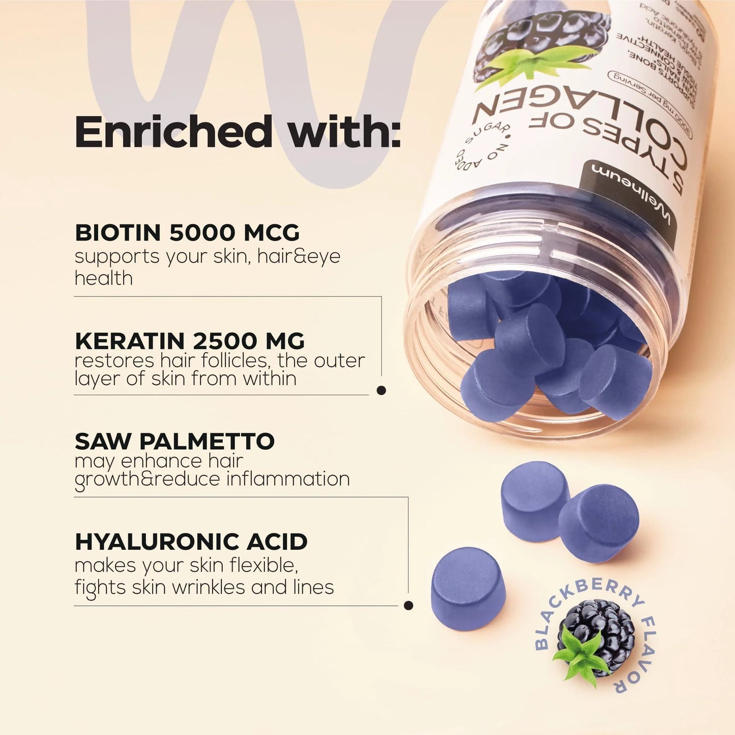 AMOURA Blackberry Collagen Gummies | Hair, Skin & Nail Beauty Support