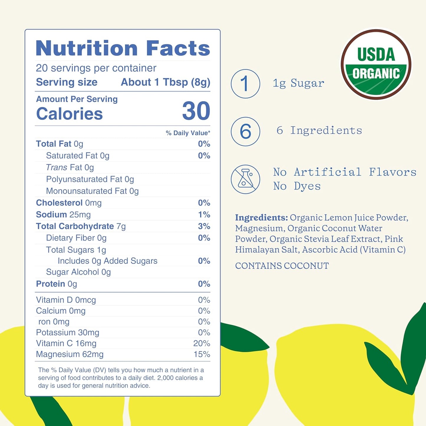AMOURA Organic Hydration Electrolyte Drink Mix – Lemonade | Clean Daily Hydration Support