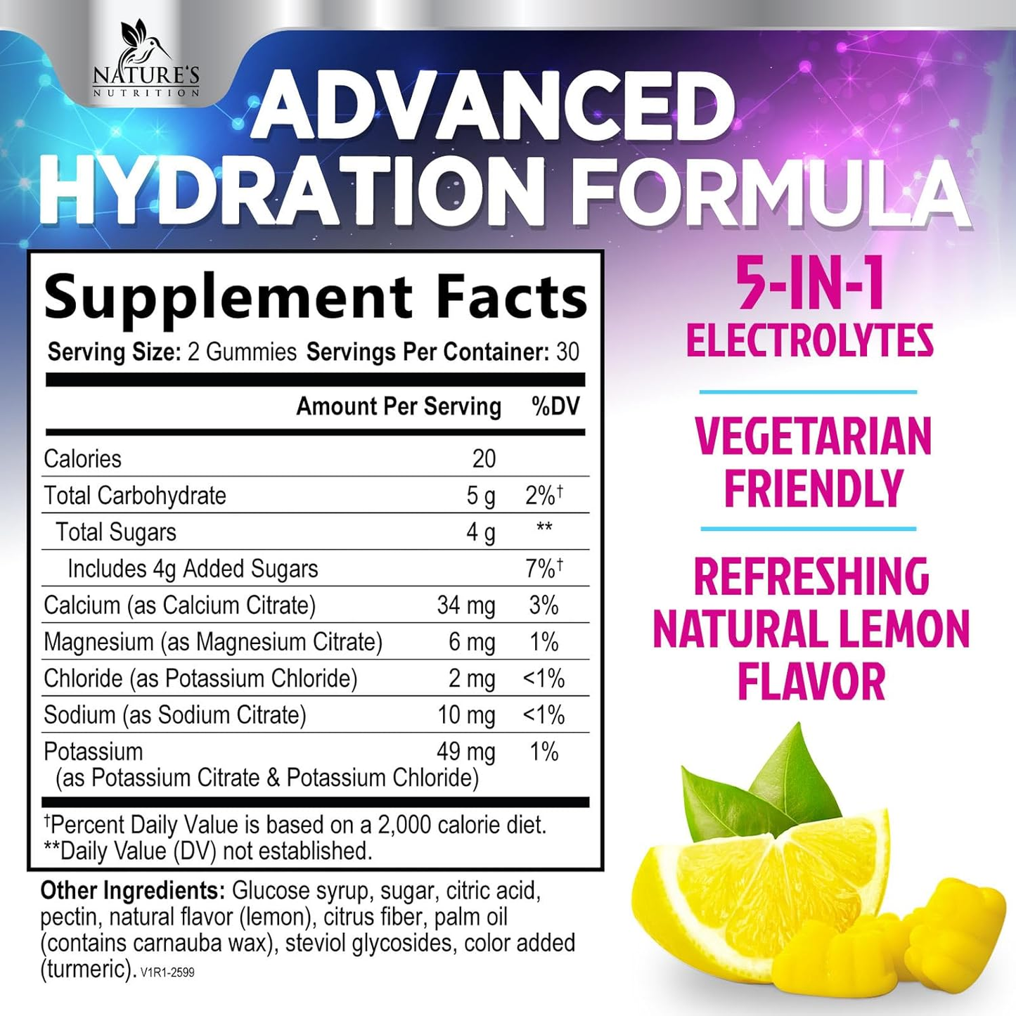 AMOURA Hydration Electrolyte Gummies – Lemon Flavor | Daily Electrolyte Replenishment