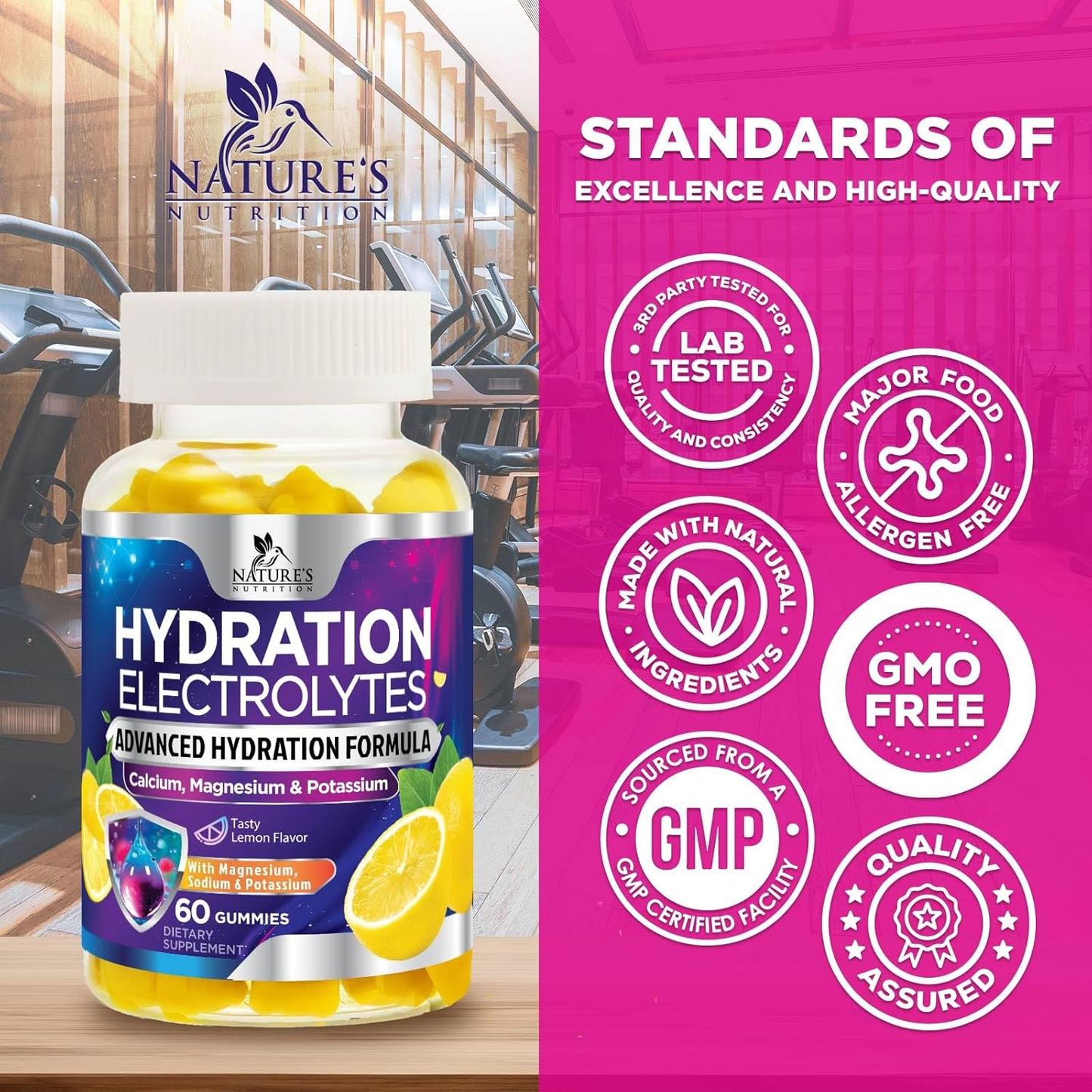 AMOURA Hydration Electrolyte Gummies – Lemon Flavor | Daily Electrolyte Replenishment