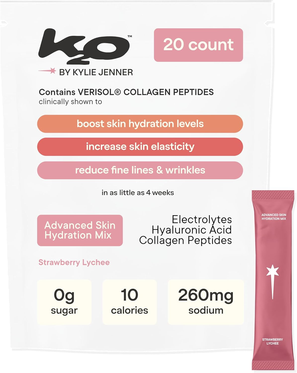 AMOURA Advanced Skin Hydration Mix – Electrolytes, Hyaluronic Acid & Collagen Peptides | Strawberry Lychee