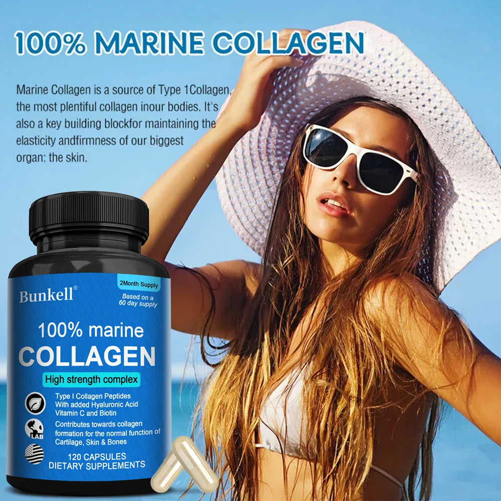 AMOURA Marine Collagen Beauty Capsules | Biotin + Hyaluronic Acid + Hair, Skin & Nail Support