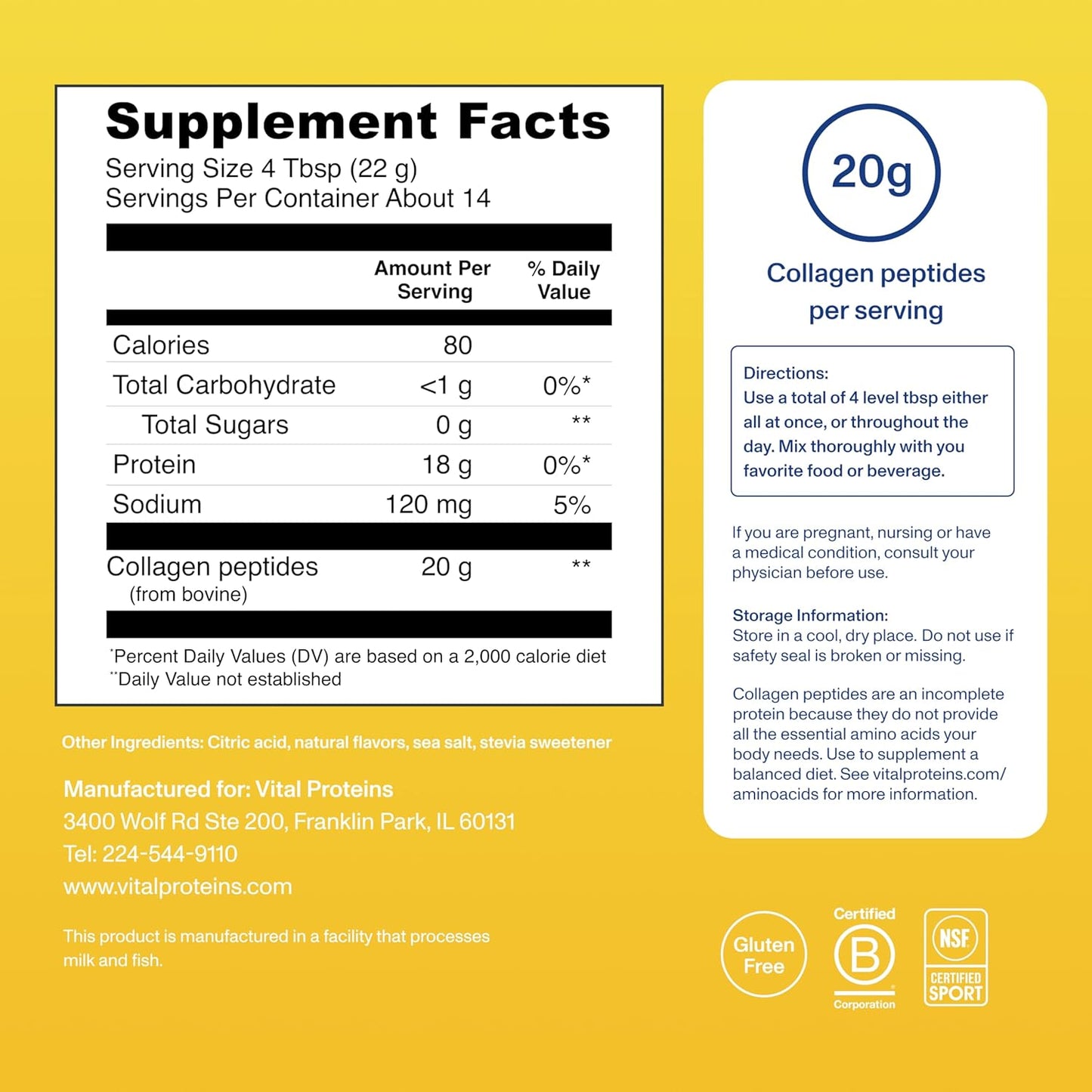AMOURA Vital Proteins Lemon Collagen Peptides Powder | Beauty & Wellness Support
